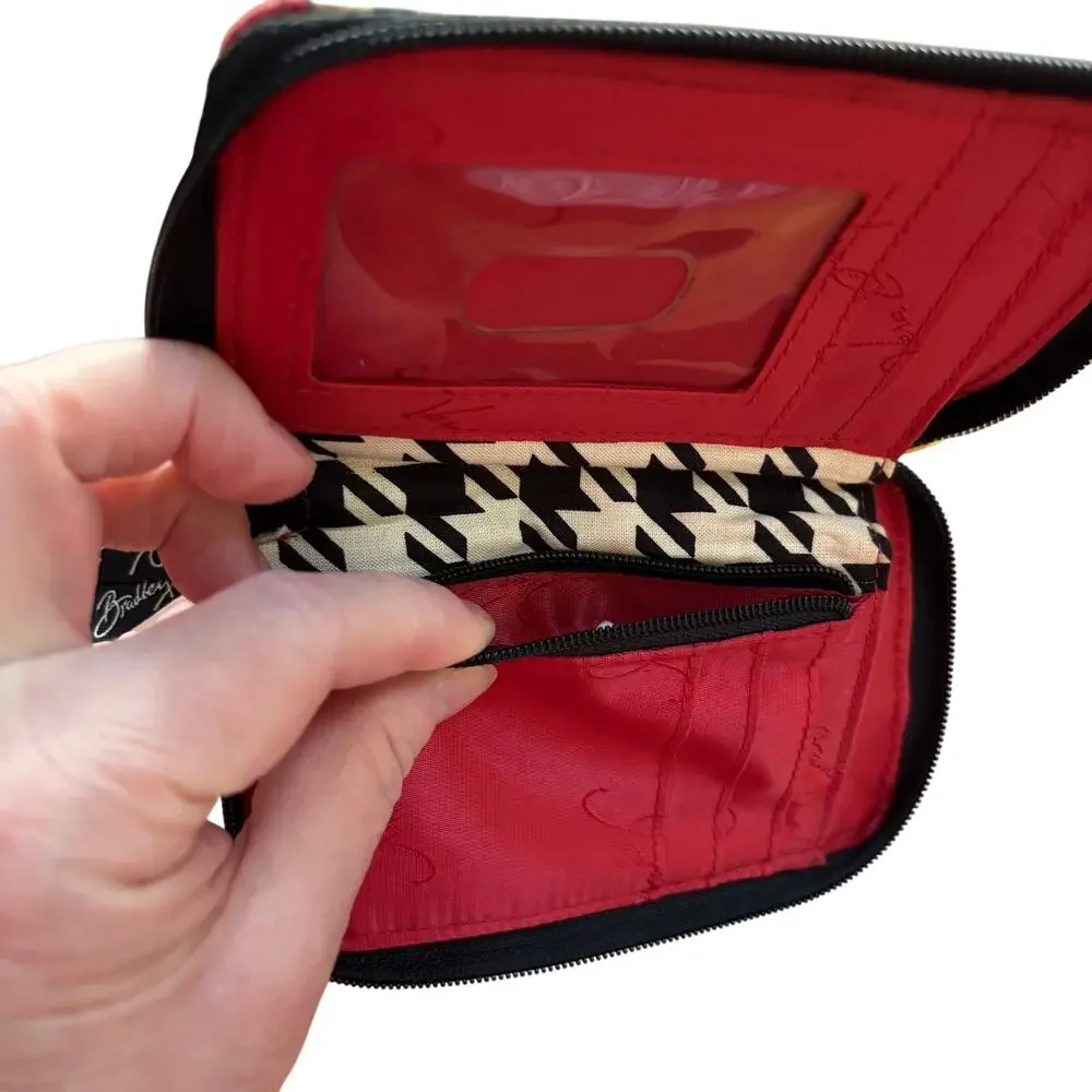 Vera Bradley wristlet wallet quilted cotton gold red black mini zip around style